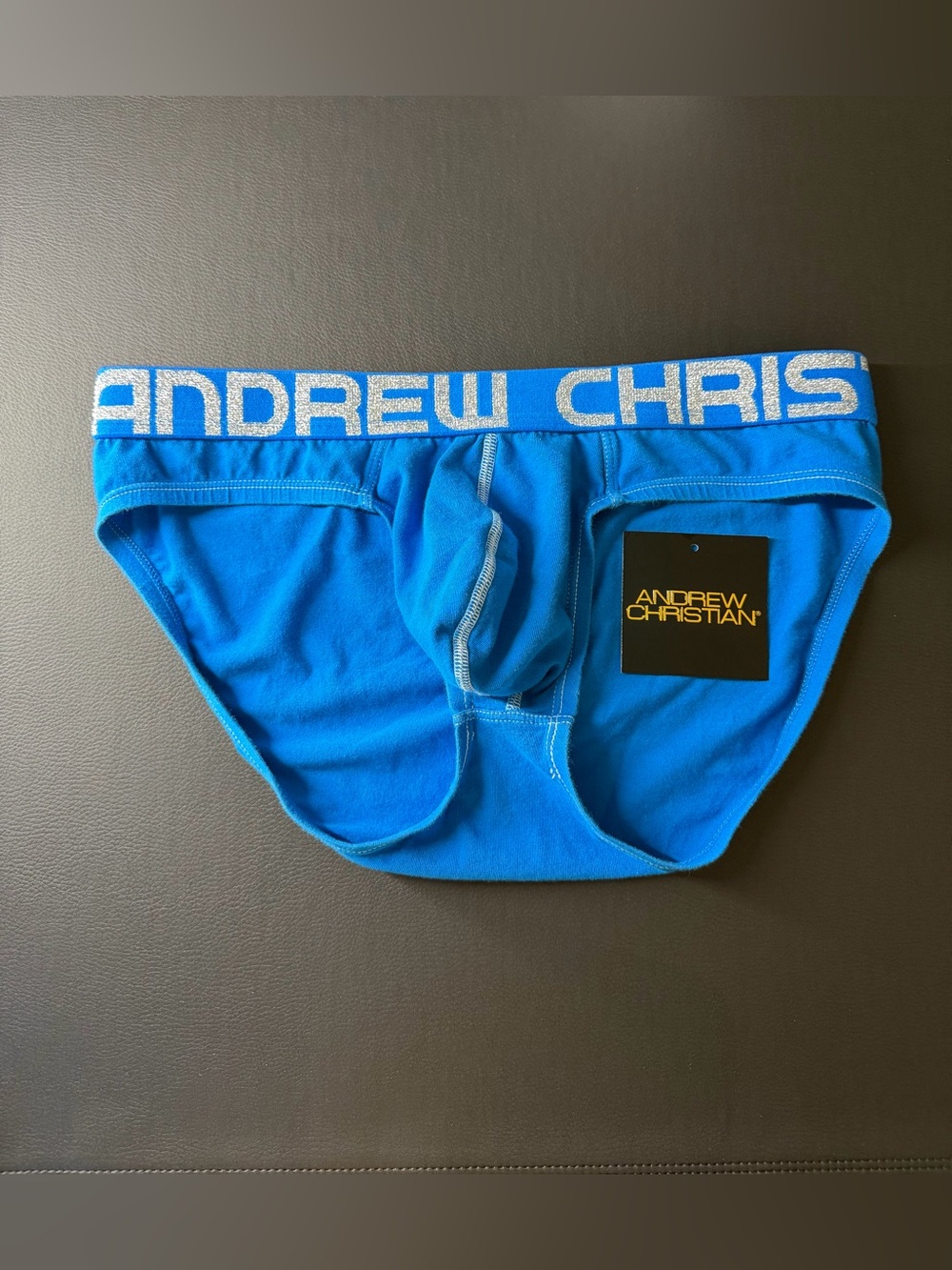 Andrew Christian Briefs with Almost Naked Tech Medium Blue with Silver